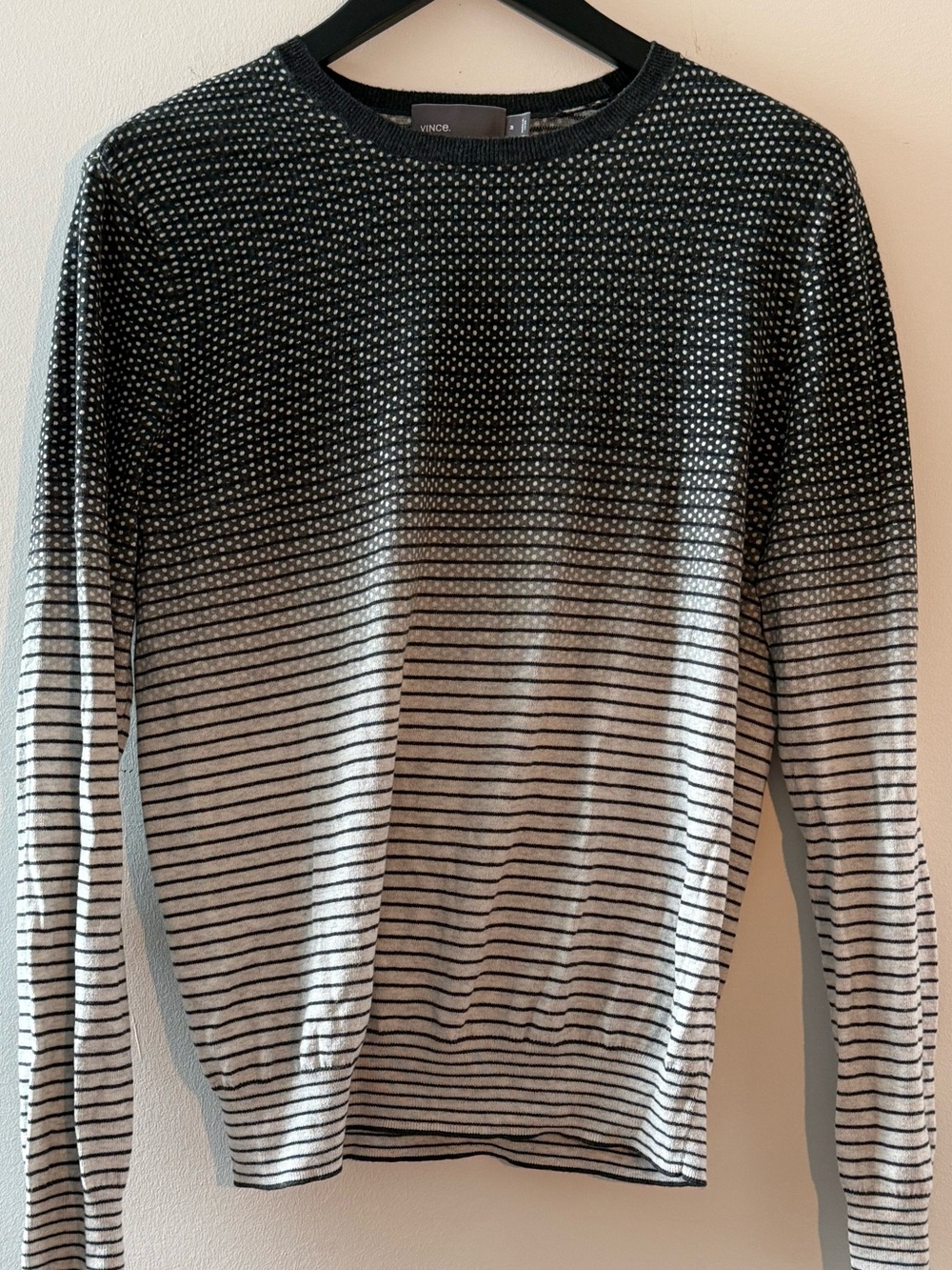 Vince Luxury Ombré Micro-Dot to Stripe Cashmere Blend Sweater M - Picture 3 of 8